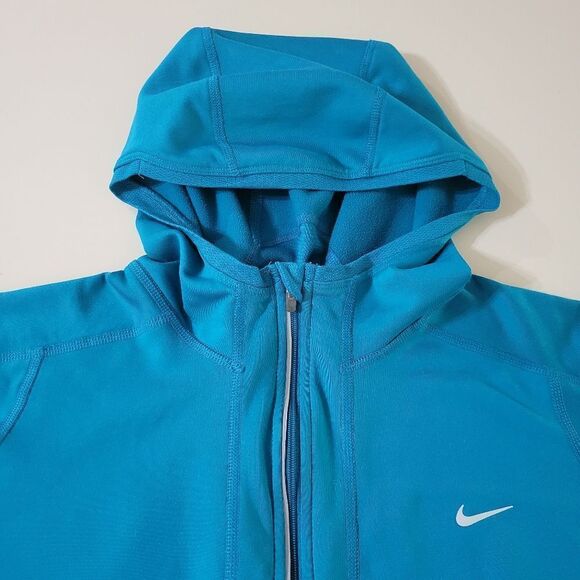 Nike Women's Dri-FIT Half-Zip Teal Athletic Running Hooded Pullover - Picture 8 of 16
